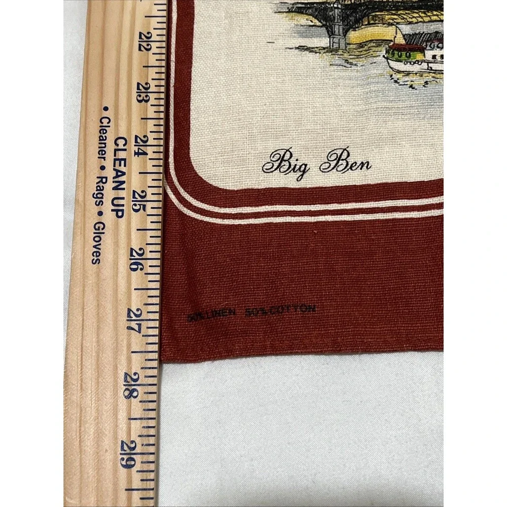 Vtg Irish Cabin Towel House of Parliament Big Ben Tea Towel Irish Linen UK